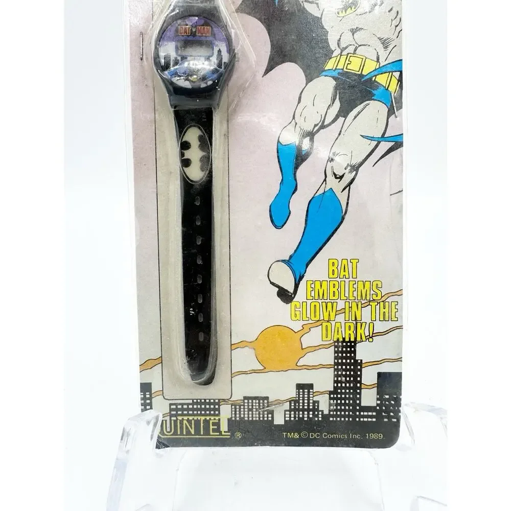 Vintage 1989 Batman LCD Digital Watch Quintel DC Comics NEW OLD STOCK SEALED